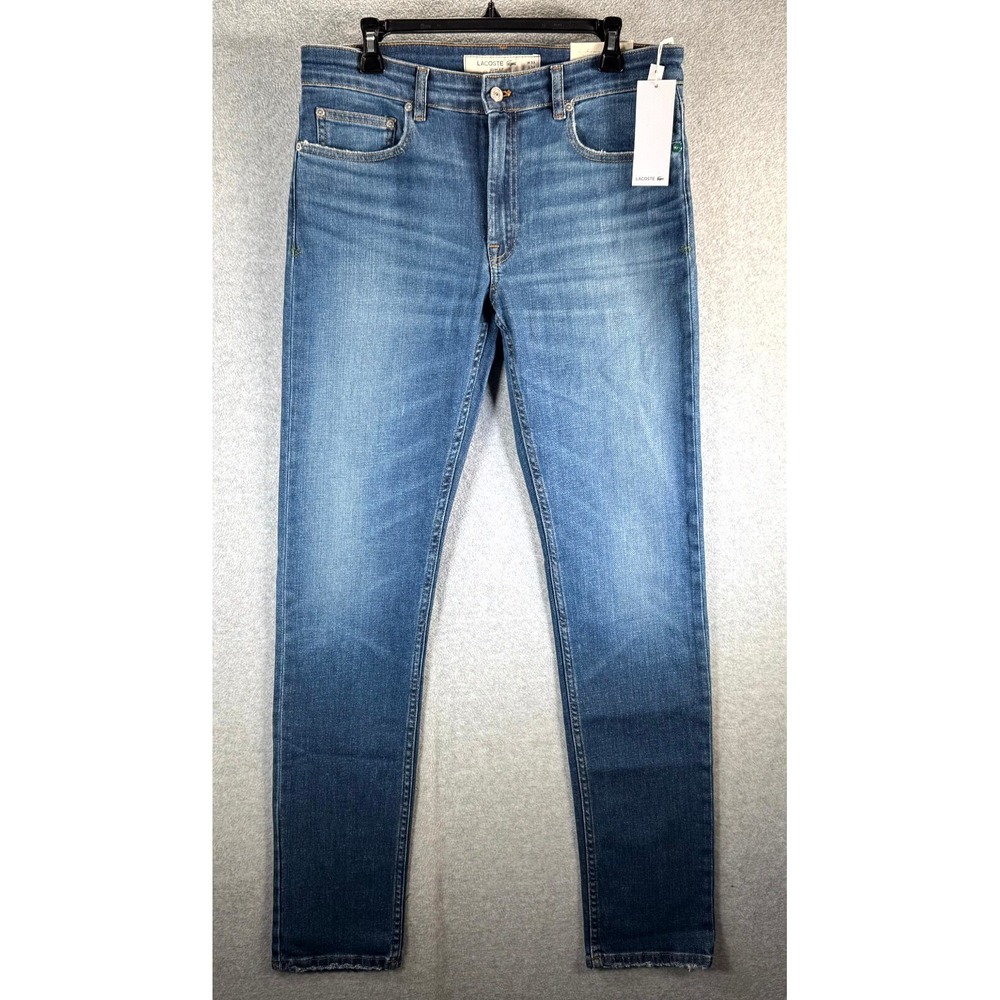Lacoste Jeans Men's 33 X 34 Blue Denim Stretch Slim Fit Medium Wash Straight Leg